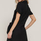 Button Down Side Bow Linen Effect Mini Dress - Farnelli