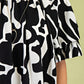Geometric Print Loose Fit Mini Dress With Gathered Balloon Sleeves - Farnelli