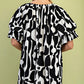 Geometric Print Loose Fit Mini Dress With Gathered Balloon Sleeves - Farnelli