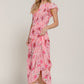 Ruffl Slv Smocked Floral Print Dresss - Farnelli