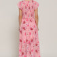 Ruffl Slv Smocked Floral Print Dresss - Farnelli