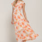 Ruffl Slv Smocked Floral Print Dresss - Farnelli