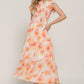Ruffl Slv Smocked Floral Print Dresss - Farnelli