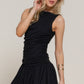 Sleeveless Boat Neck Voluminous Mini Dress - Farnelli