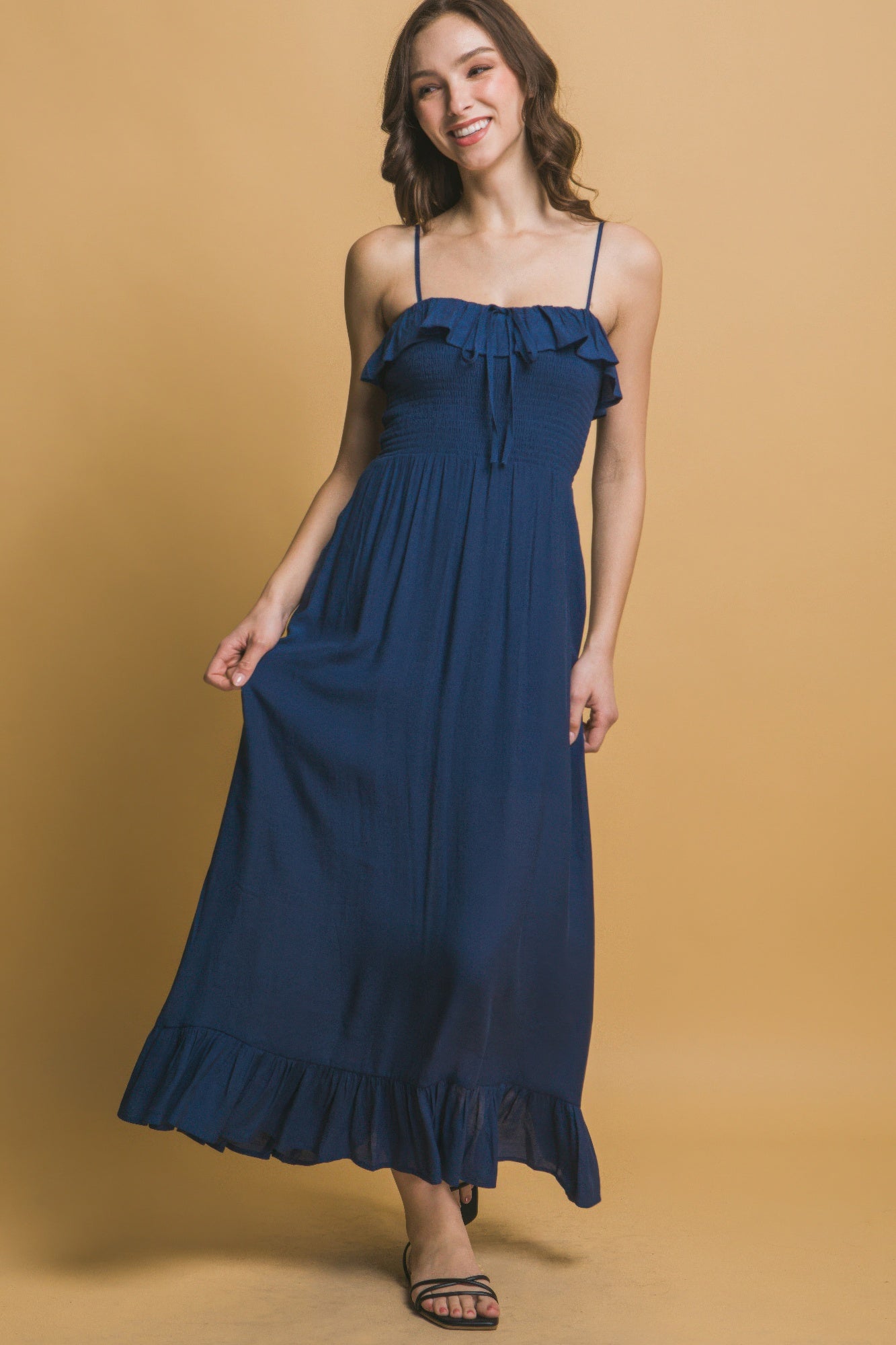 Smocked Ruffle Maxi Dress - Farnelli
