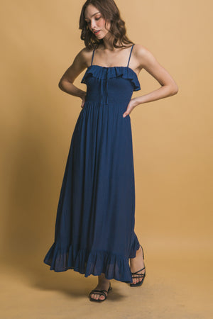 Smocked Ruffle Maxi Dress - Farnelli