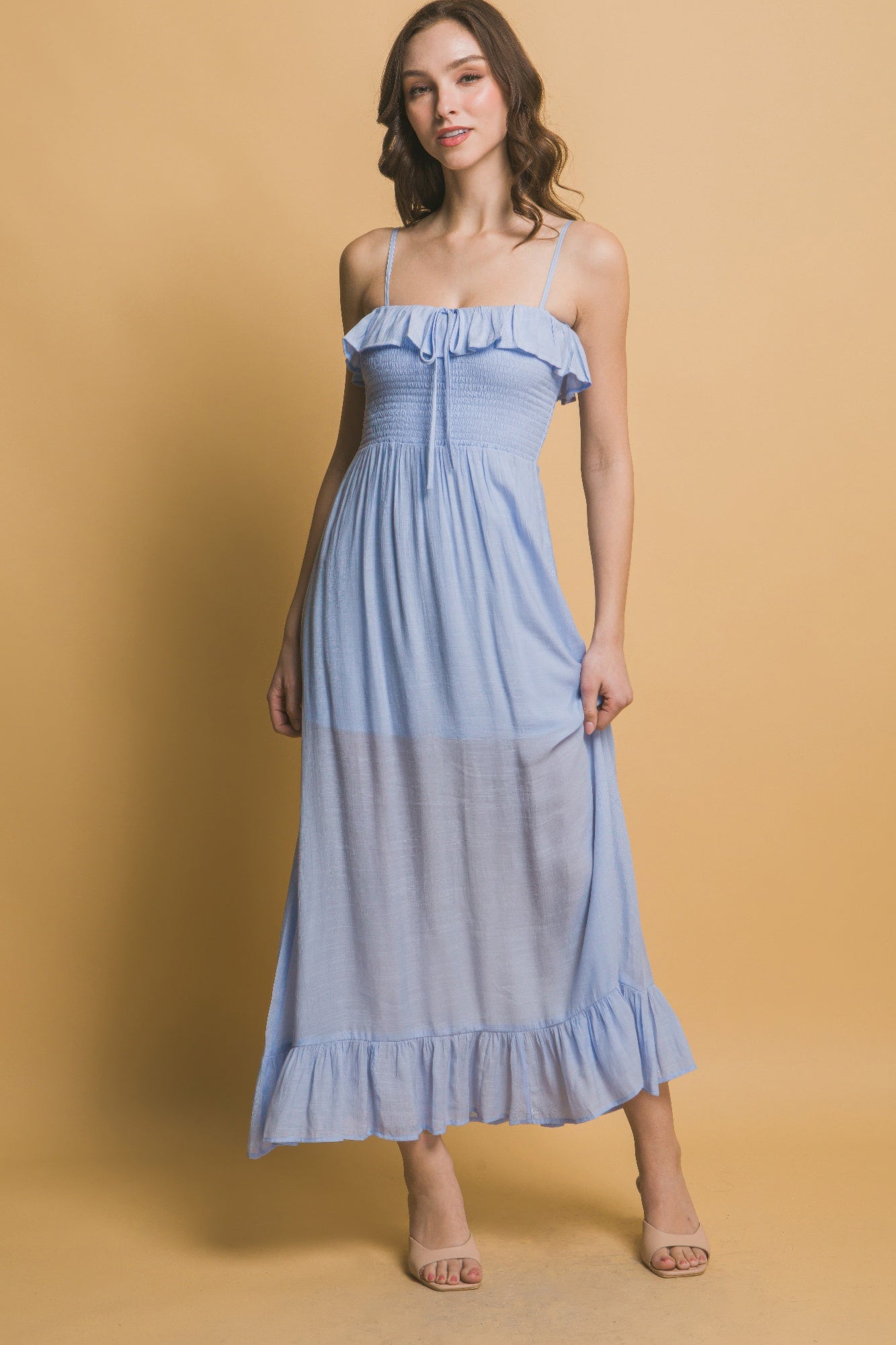 Smocked Ruffle Maxi Dress - Farnelli