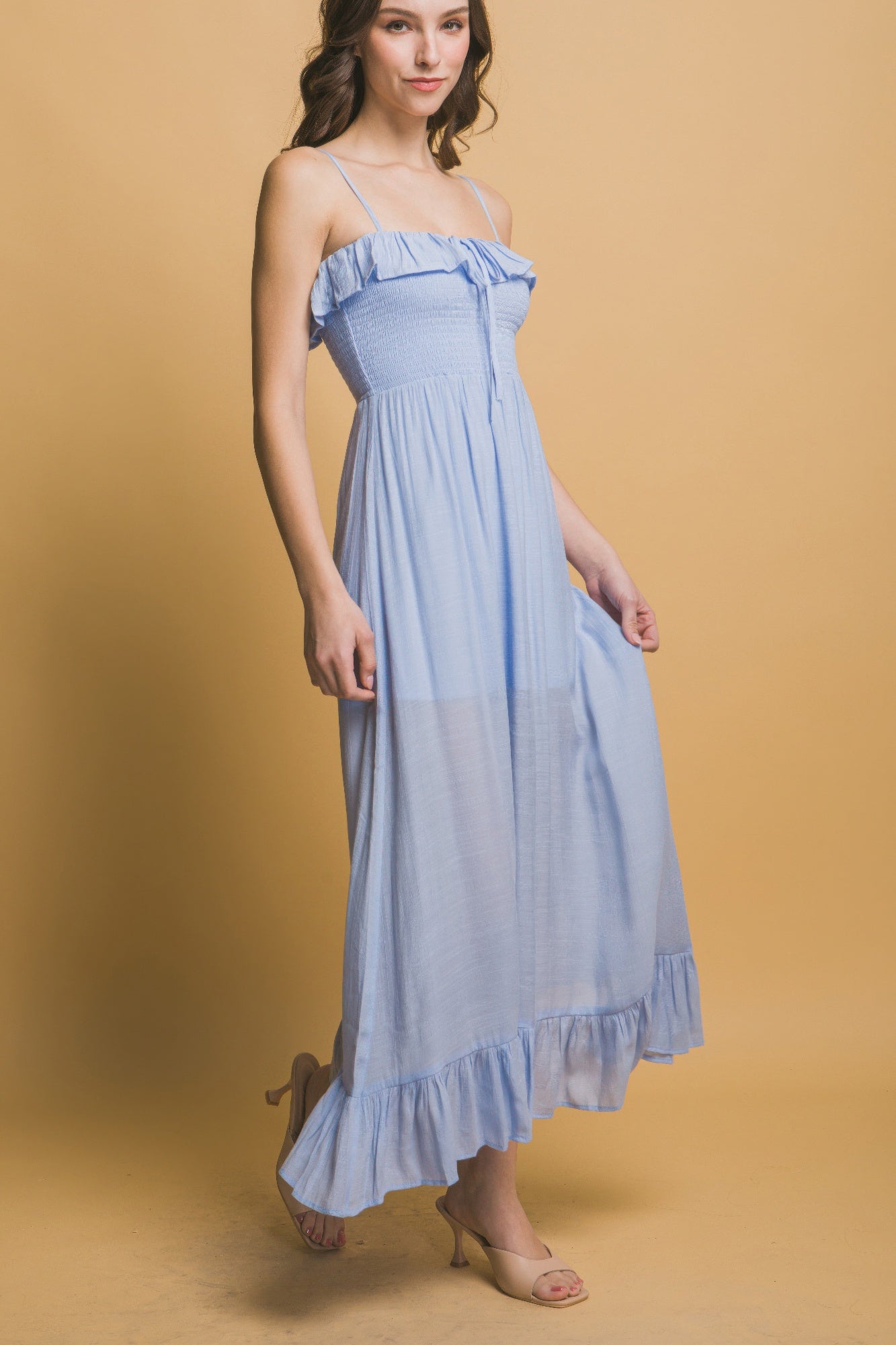 Smocked Ruffle Maxi Dress - Farnelli