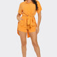 Front Tie Back Oversized Slit Top And Shorts Set - Farnelli