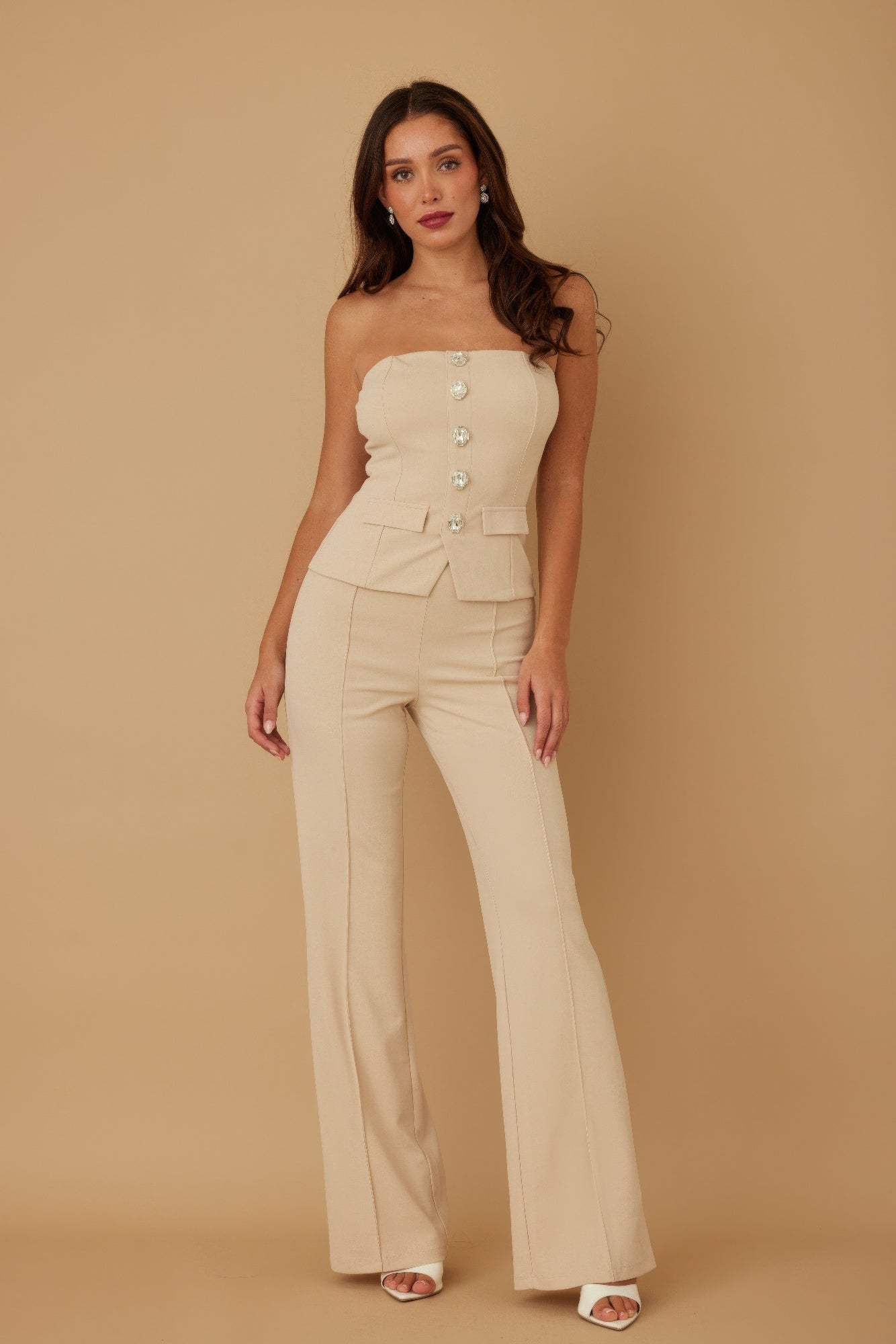 Classy Two Piece Sets With Oval Crystal Stone - Farnelli