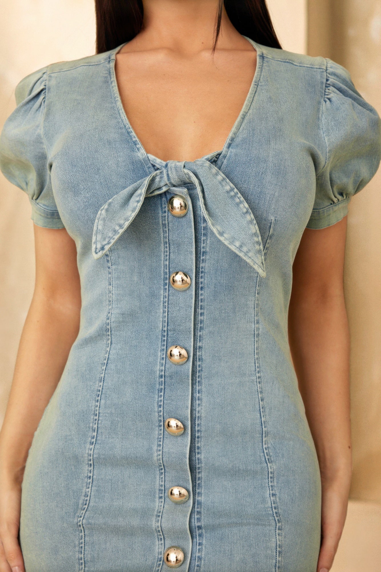 Cute Button Up Short Dress - Farnelli