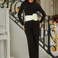 Wide Waistband With Rose Jumpsuit - Farnelli