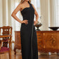 One Shoulder Strap Draped Layer W Rhinestone Sets - Farnelli
