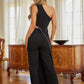 One Shoulder Strap Draped Layer W Rhinestone Sets - Farnelli