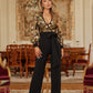 Flower Vein Sequin Print Jumpsuit - Farnelli