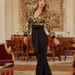 Flower Vein Sequin Print Jumpsuit - Farnelli