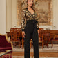 Flower Vein Sequin Print Jumpsuit - Farnelli