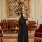 Flower Vein Sequin Print Jumpsuit - Farnelli