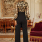 Flower Vein Sequin Print Jumpsuit - Farnelli