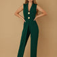 Open Flap With Metal Shank Button Jumpsuit - Farnelli