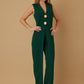 Open Flap With Metal Shank Button Jumpsuit - Farnelli