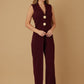 Open Flap With Metal Shank Button Jumpsuit - Farnelli