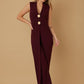 Open Flap With Metal Shank Button Jumpsuit - Farnelli