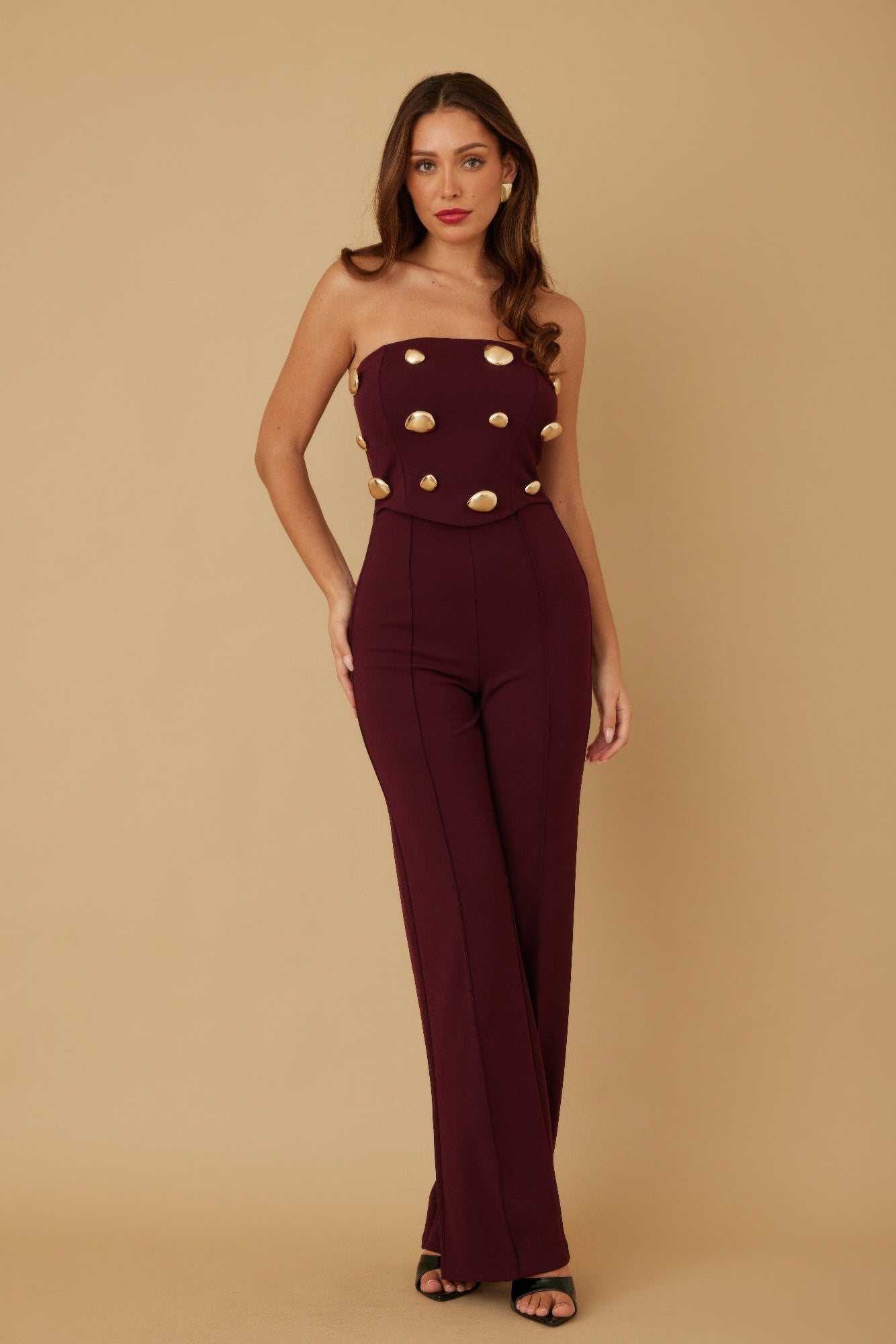 Multi Flat Mirror Stone Jumpsuit - Farnelli