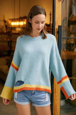 Color Block Sweater With Cut Out - Farnelli