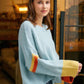 Color Block Sweater With Cut Out - Farnelli