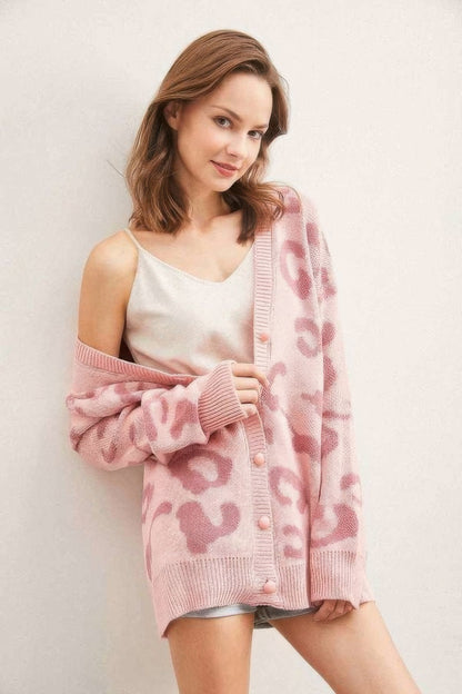 Leopard Button Down Cardigan - Farnelli