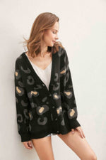 Leopard Button Down Cardigan - Farnelli