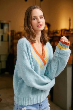 Overlap V Neck Sweater - Farnelli