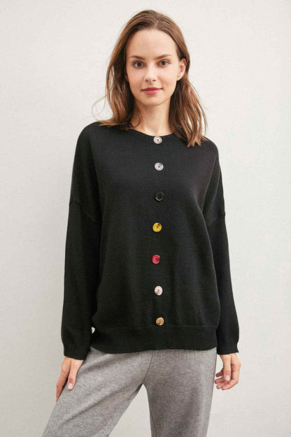 Solid Sweater With Colorful Buttons - Farnelli