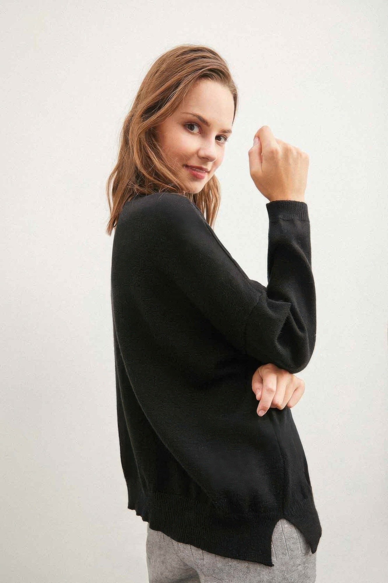 Solid Sweater With Colorful Buttons - Farnelli