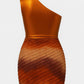 Metallic One Shoulder Bodysuit & Mini Skirt Set - Farnelli