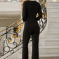 Black/white Long Sleeve Jumpsuit - Farnelli