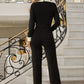 Black/white Long Sleeve Jumpsuit - Farnelli