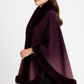 Ombre Faux Fur Trim Cape Wrap - Farnelli