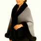 Ombre Faux Fur Trim Cape Wrap - Farnelli