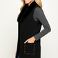 Sleeveless Wool-blend Vest With Faux Fur Collar - Farnelli