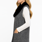 Sleeveless Wool-blend Vest With Faux Fur Collar - Farnelli