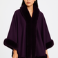 Faux Fur Trim Open-front Cape Jacket - Farnelli