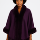 Faux Fur Trim Open-front Cape Jacket - Farnelli