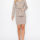 Ls Belted Button Up Jacket & Pencil Skirt Set - Farnelli