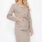 Ls Belted Button Up Jacket & Pencil Skirt Set - Farnelli