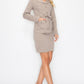 Ls Belted Button Up Jacket & Pencil Skirt Set - Farnelli