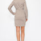 Ls Belted Button Up Jacket & Pencil Skirt Set - Farnelli