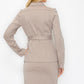 Ls Belted Button Up Jacket & Pencil Skirt Set - Farnelli