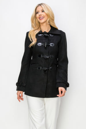 Wool Toggle Button Peacoat With Pockets - Farnelli